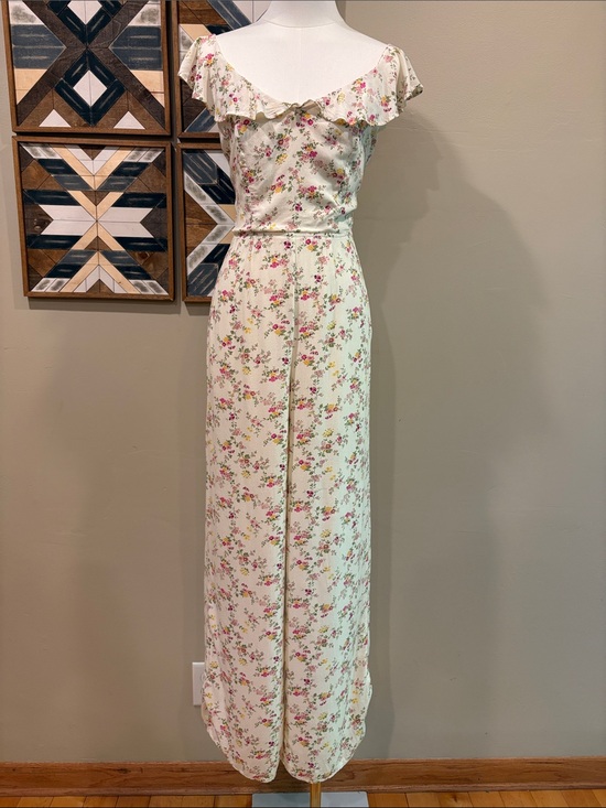 Denim & Supply Ralph Lauren Pants - Ralph Lauren Denim & Supply Cream Floral Ruffle Tie Back Jumpsuit Romper size 2